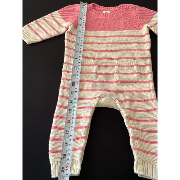 ~ BabGap 3-6 mo 1-piece Sweater Knit Romper Pink Cream Long Pockets 100% Cotton - Picture 6 of 11